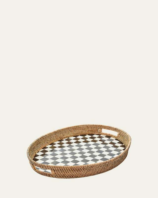 Courtly Check Enamel Rattan Party Tray